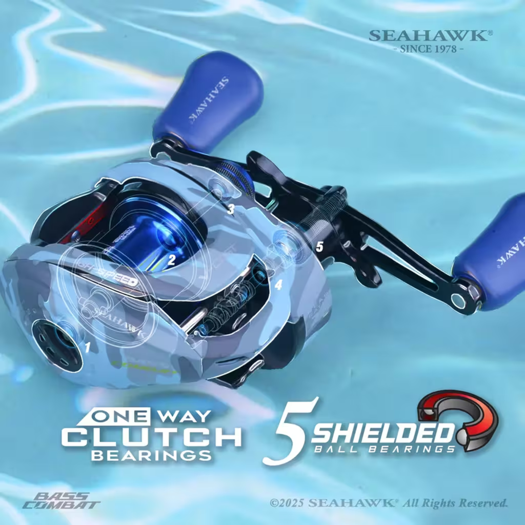 BASS COMBAT 103HSL Camo Green Baitcasting Reel 7.5:1