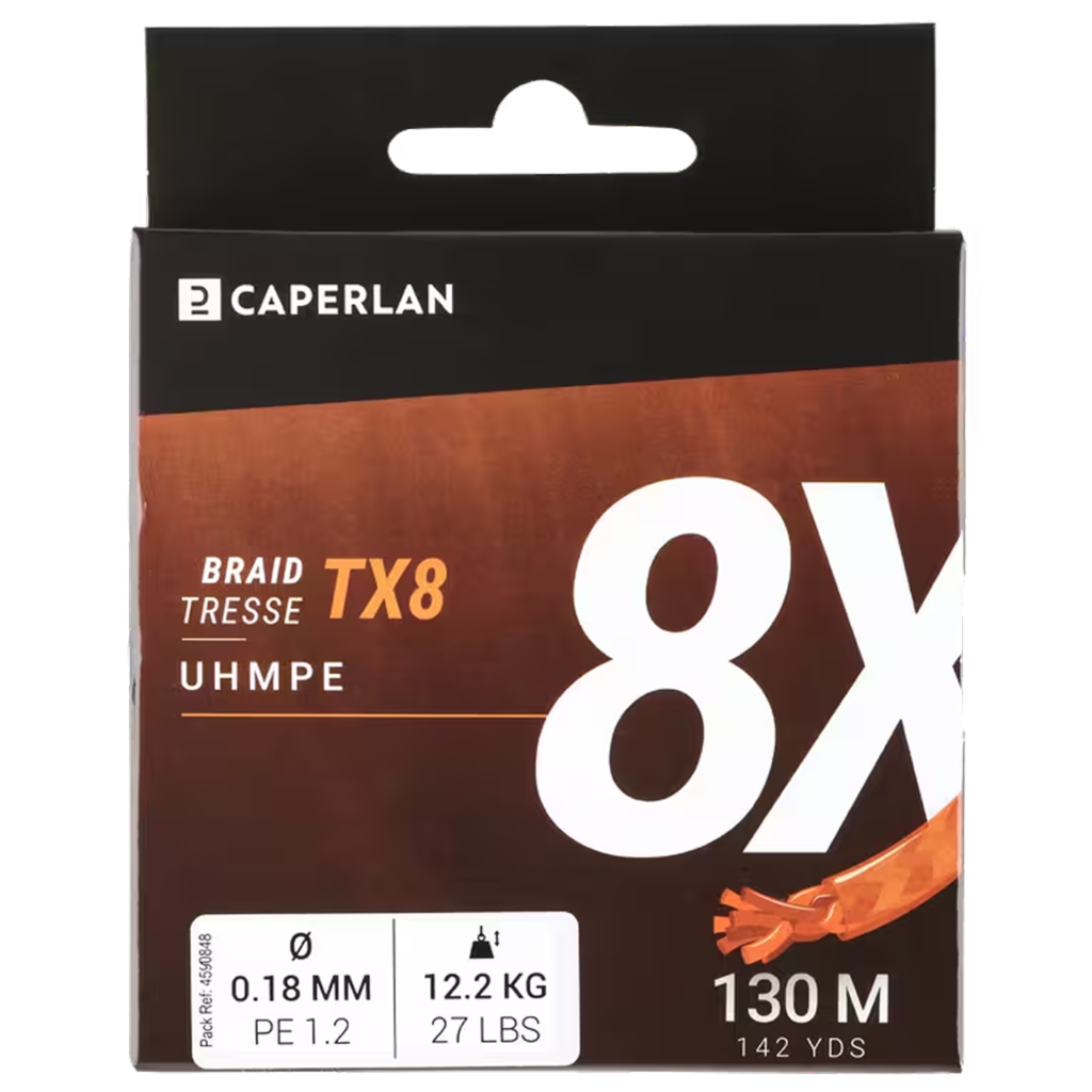 TX8 130m Orange Braided Lure Fishing Line